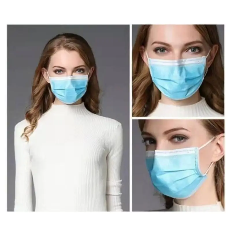 

50PCS Disposable Face Mask Mouth Mask Antibacterial 3 Layers Non-woven Dust Filter Ear Loop Mouth Mask Unisex