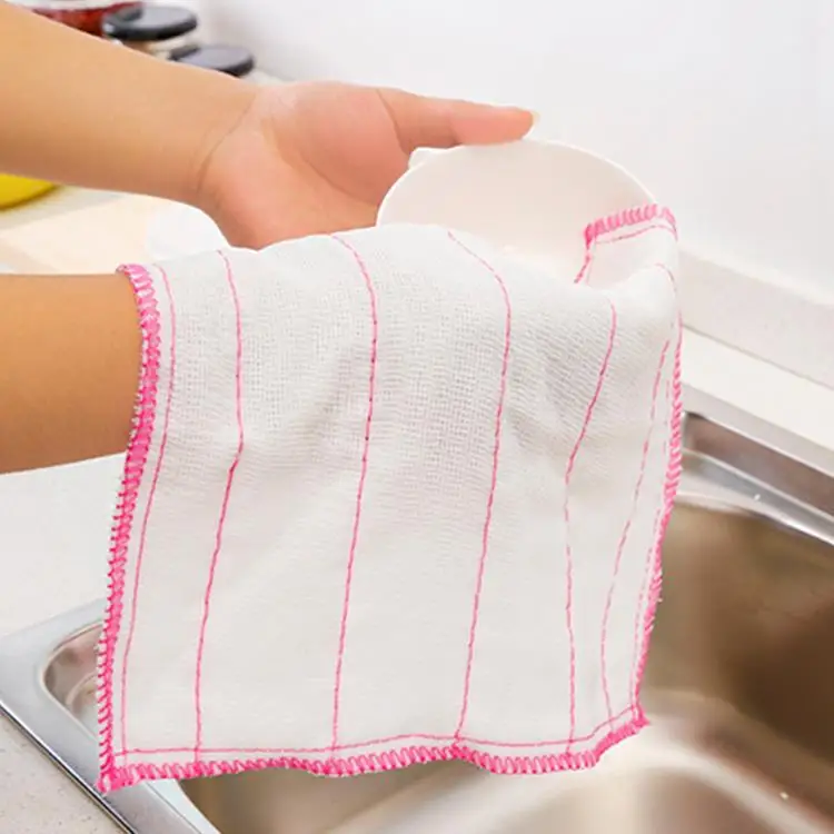 

2ps 30*30cm five-layer plus cotton dish towel / non-stick oil cotton gauze dish cloth cleaning rag / scouring pad