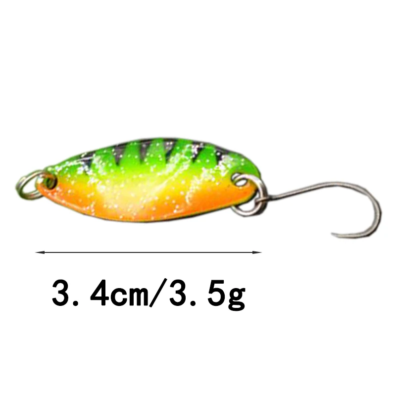 Description Picture 4 of item7pcs/lot 3.5g 3.4cm Fishing Tackle Bait Fishing Metal Spoon Lure Bait For Trout Bass Spoons Small Hard Sequins Spinner Spoon