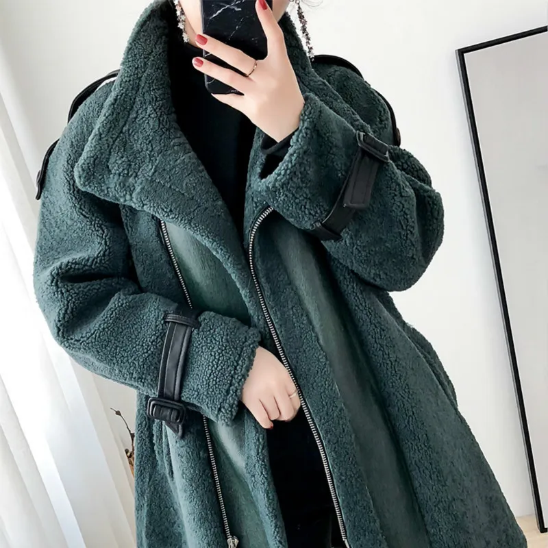 

Real Fur Sheep Shearing Winter Coat Motorcycle Wool Jacket Women Clothes 2020 Manteau Femme BGS20269 YY1096