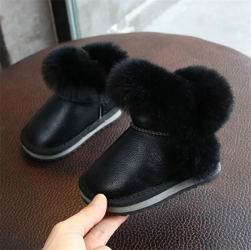 Weoneit/зимние Ботинки для мальчика и девочки; зимние однотонные теплые плюшевые ботинки; новая обувь на мягкой подошве для маленьких детей