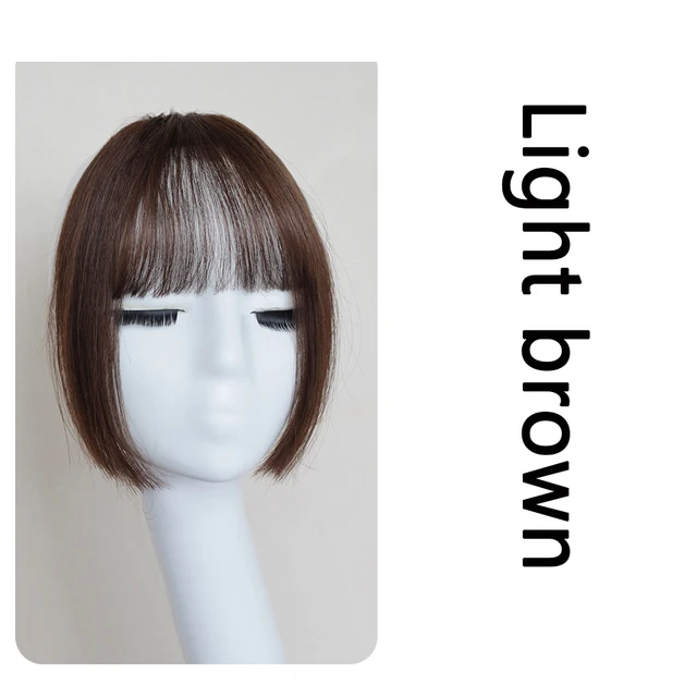 MEIFAN Clip in Hair Bangs Extension Hairpiece Synthetic Natural Fake Bang Hair Piece Air Bangs Clip on Bangs Black Brown 2-30