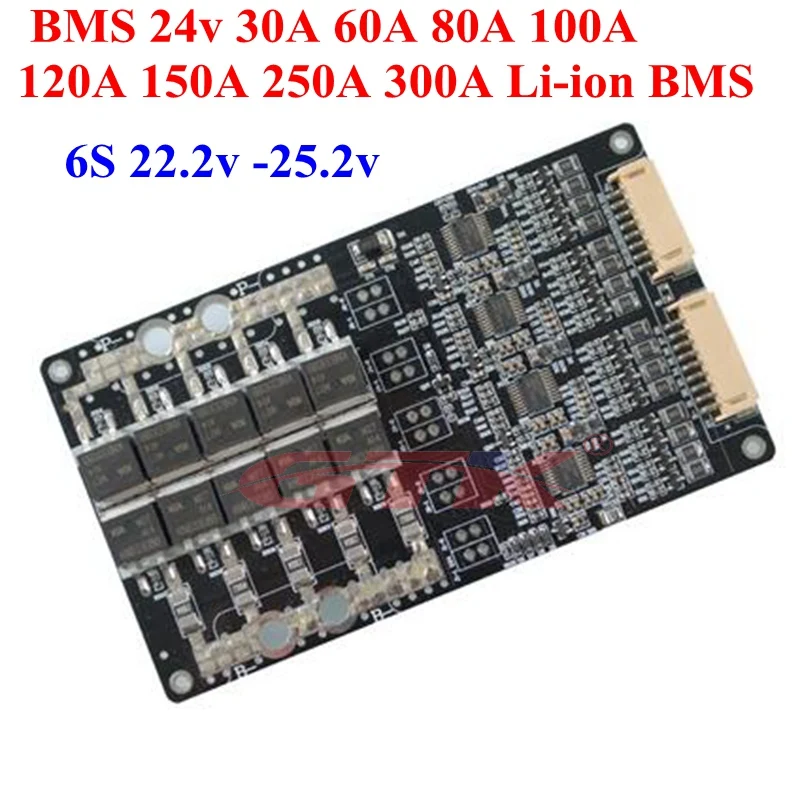 1 шт. BMS 6S 24v 30A 60A 80A 22,2 v 100A 120A 150A 250A 25,2 v 300A батарея li-ion BMS для лодки инструменты для двигателей электрическая дрель велосипед