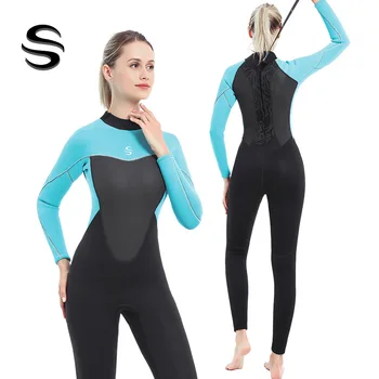 

Women Wetsuit Japanese CR Embossed Diving Suit Female 3 / 2mm Siamese Surfing Suit Swimsuit Sunscreen Warm Waterproof Wet Suit