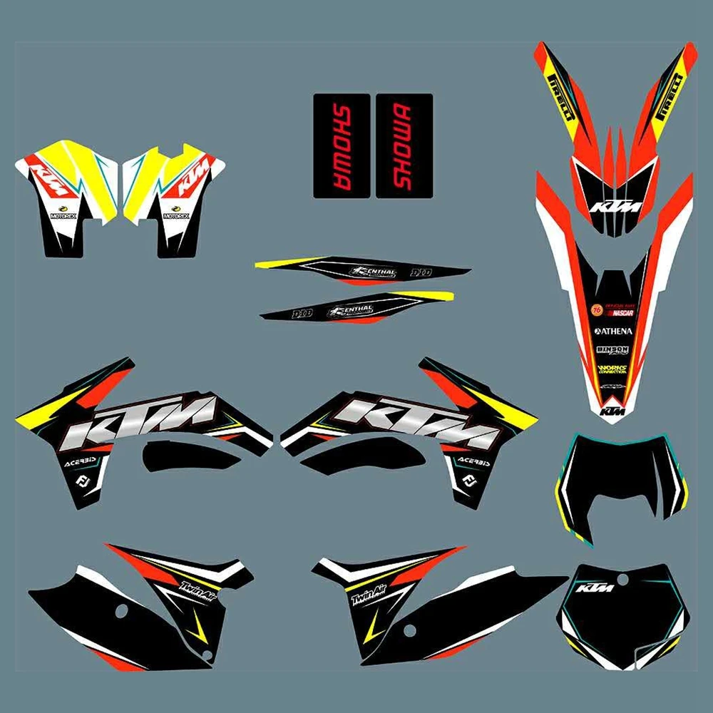 

New Full Graphics Decals Stickers Custom Number Name Glossy Bright Stickers Waterproof for KTM 125-525 SX 2011-2012