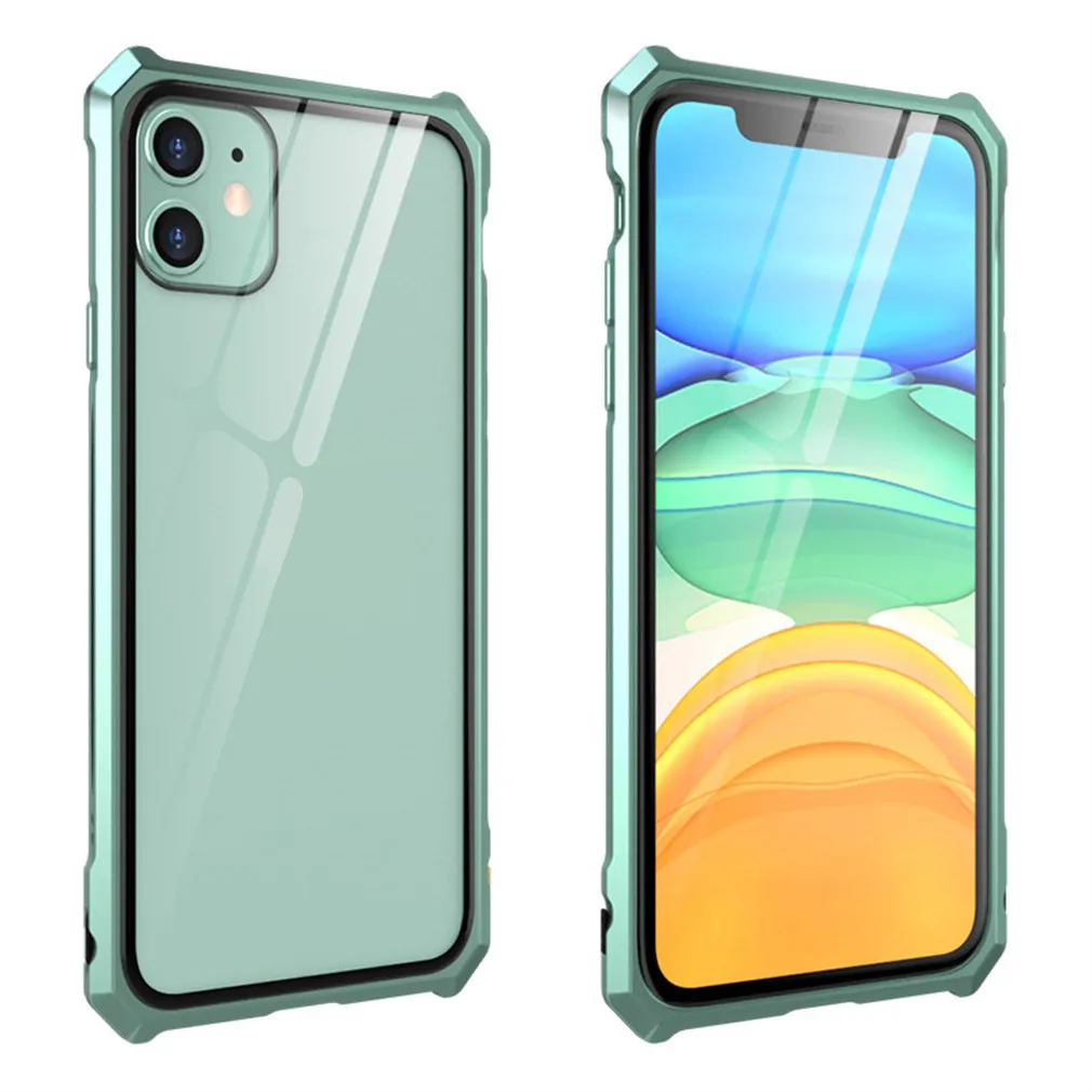 Алюминиевый металлический бампер Пряжка закаленное стекло чехол для iphone 11 6,1 дюймов чехол для телефона защитный чехол в комплект входит# E25