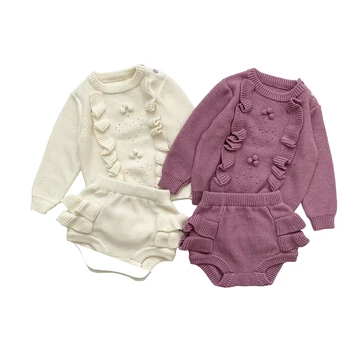 

sweater sets age for 9m - 4 yrs baby girls simple knit outfits long sleeve tops+shorts 2pc sets fall winter toddler warm sweater