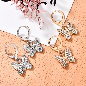 

Women's Earrings Fashion Color copper Butterfly Stud Earrings Animal Sweet Colorful Stud Earrings Girls Jewelry 2020 New