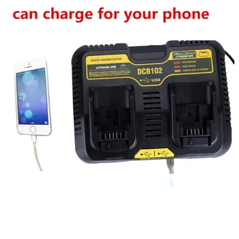 

Newest Dual USB Port Lithium Battery Charger 100-240V Universal for Dewalt 12v/14.4v/20V (max) DCB102 free shipping