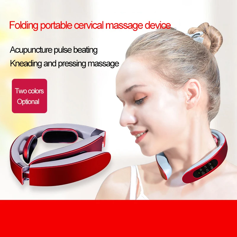  Electric Folding Cervical Spine Massager Intelligent Low Frequency Pulse Neck Guard Portable Should