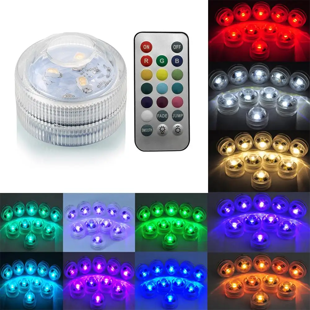 Погружной RGB-светильник с питанием от батарейки светодиодный подводный ночник