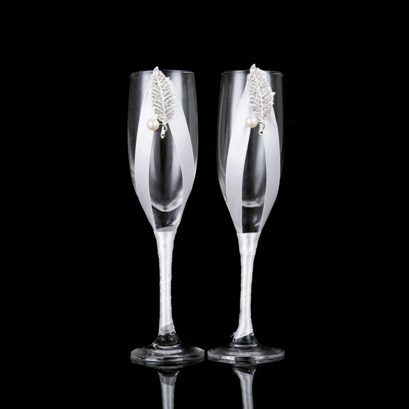 Best 2Pc/Set Creative Gift Bridal and Groom Champagne Flutes Wedding Glasses Set Cup Toasting Goblet for Weddings Party
