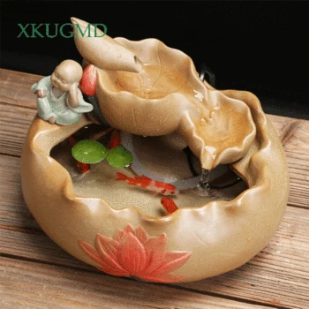 

Ceramic Running Water Decoration Small Fish Tank Aquaculture Plant Potted Young Monk Sculpture Crafts Home Decorations