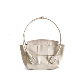 

Genuine Leather Women Bag\Handbag Fashion Smile Face Weaving Female Shoulder Bag Brand Luxury Ladies Bat Tote Designer Clutches