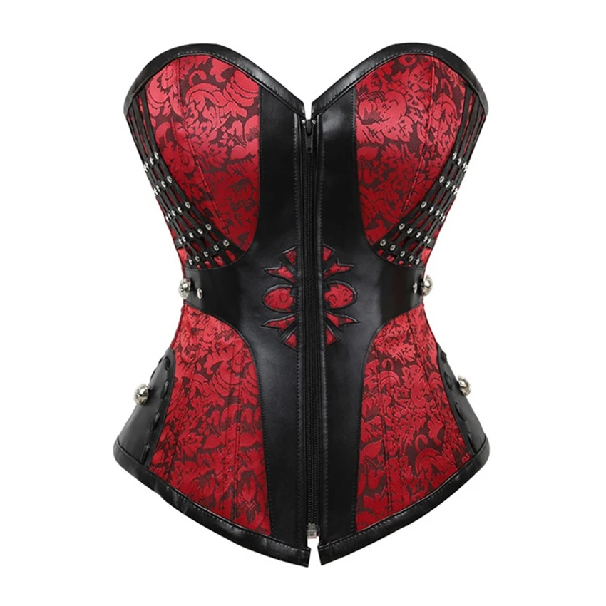 

New Style Personalized Black Red Retro Gothic Zipper Court Body Shaping Clothes Women Wear Waist Closing Sexy Bandage Clothes