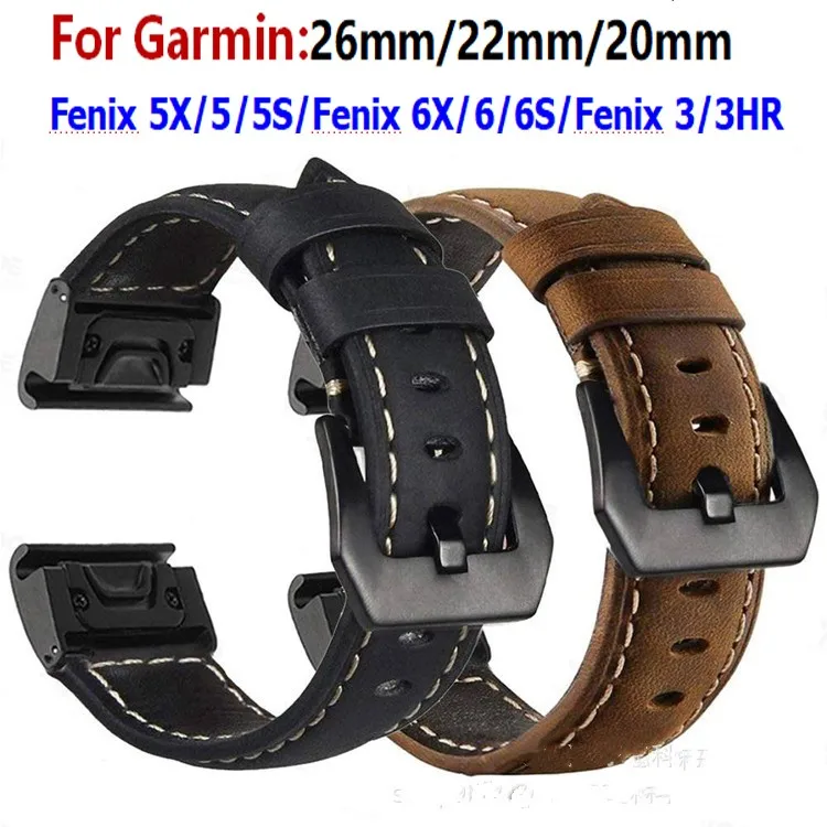 Quick Release кожаные умные часы ремешок для смарт-часов Garmin Fenix 5s 5X 3 3HR 6X 6S браслет на