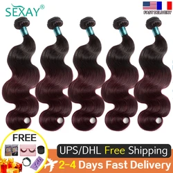 Sexay Burgundy Body Wave Bundles 5 10 15 20 Pcs/Lot Brazilian Human Hair Weave Extensions For Women Wholesales Bulk Hair Bundles