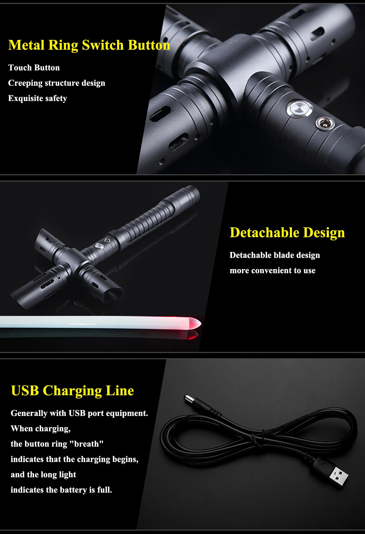 LGT saber metal hilt heavy dueling base lit lightsaber for kylo ren from star the wars