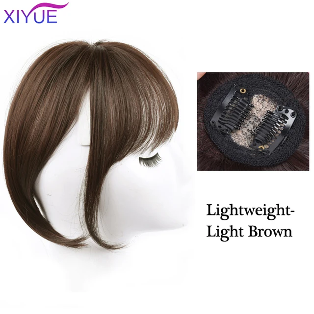 Black/Light Brown Clip In Hair Bangs Hairpiece Accessories Synthetic Fake Bangs Clip In Hair Extensions Clip In Hair Pieces BF04-4-30