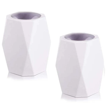 

2 Pack Silicone Pencil Holder White Geometric Pen Cup for Desk Makeup Brush Holder,Desktop Organizer Pen Holder