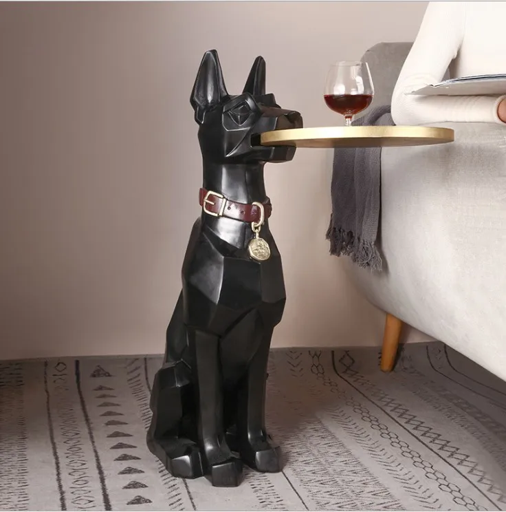 

Nordic Luxury Large Animal Floor Dog Resin Accessories Multifunctional Storage Tray Home Livingroom Figurines Crafts Decoration