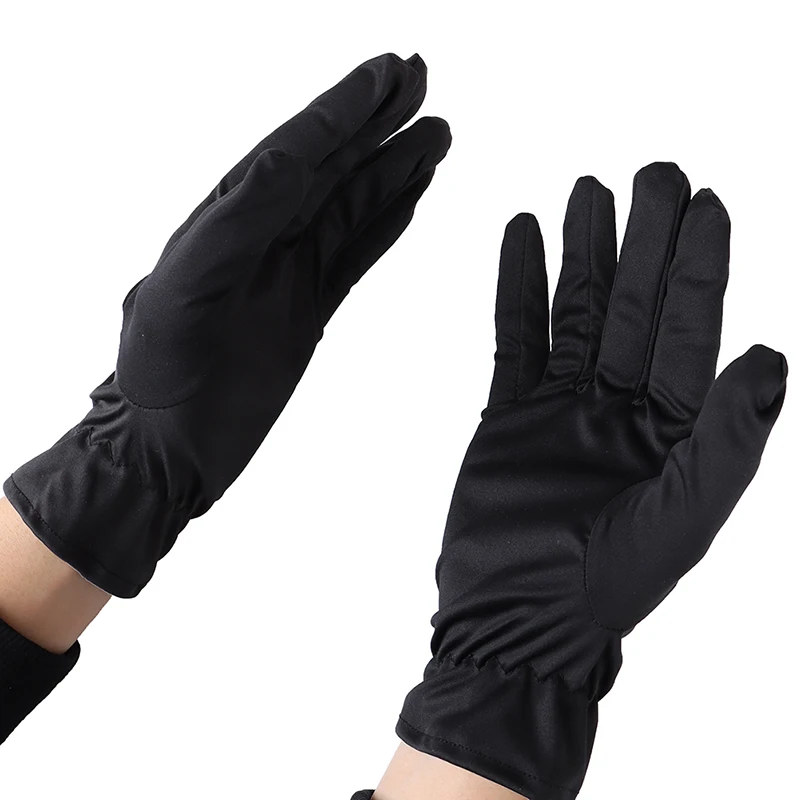 1 pair Men Black White Etiquette Short Gloves Thin Stretch Spandex