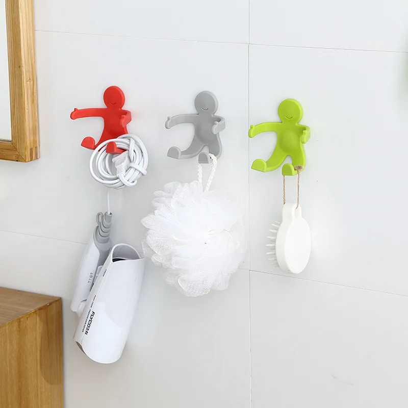 Creative Bathroom Kitchen Supplies Multi-function Bathroom Traceless Hook Toothbrush Racks Villain Modeling Hook