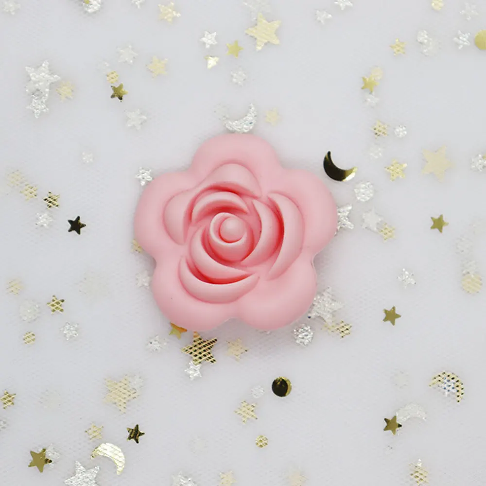 Candy Pink 5 шт., розовый Перл, силиконовые бусины, цветок, Силиконовая зубная форма, сделай сам, Детские Прорезыватели, бусинки для изготовления ювелирных изделий, детские товары, игрушки для прорезывания зубов - Цвет: Candy Pink