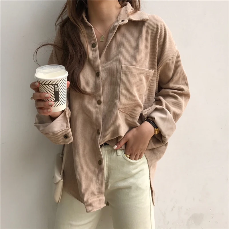 low cost  Vintage Corduroy Jackets Women Winter Autumn Coats Plus Size Single-breasted Harajuku Overcoats Jac