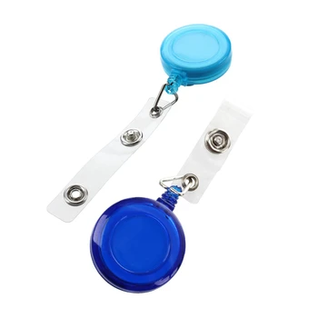 

2 Pcs Retractable Ski Pass ID Card Badge Holder Key Chain Reels with Clip Light Blue & Dark Blue