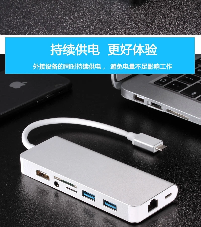 Тип-c к HDMI гигабитная сетевая карта 8в1 многофункциональный конвертер для Apple IPAD HDMI конвертер