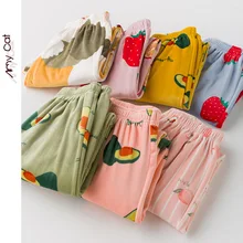 Женская зимняя мягкая теплая Фланелевая Пижама для сна, одежда для сна, цветные длинные штаны с принтом, плотная Пижама, брюки