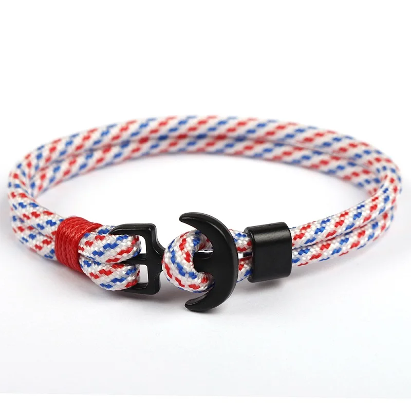 Fashion Whale Tail Anchor Bracelets Men Women Charm Nautical Survival Rope Chain Paracord Bracelet Male Wrap Metal Hooks