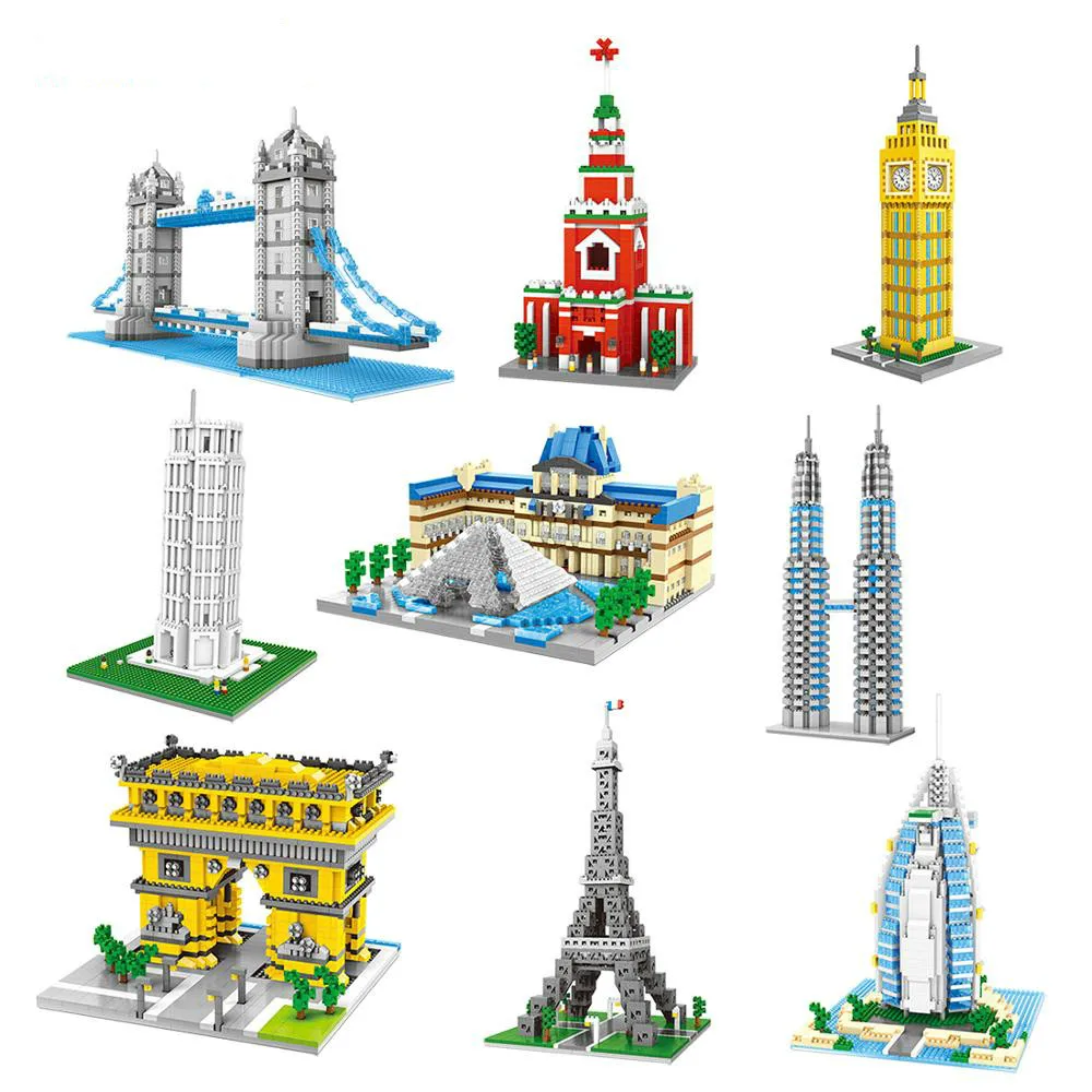 

World Famous City Mini Building Blocks Architecture Model Educational Mini Bricks Compatible with Brands Toys for Children Gifts