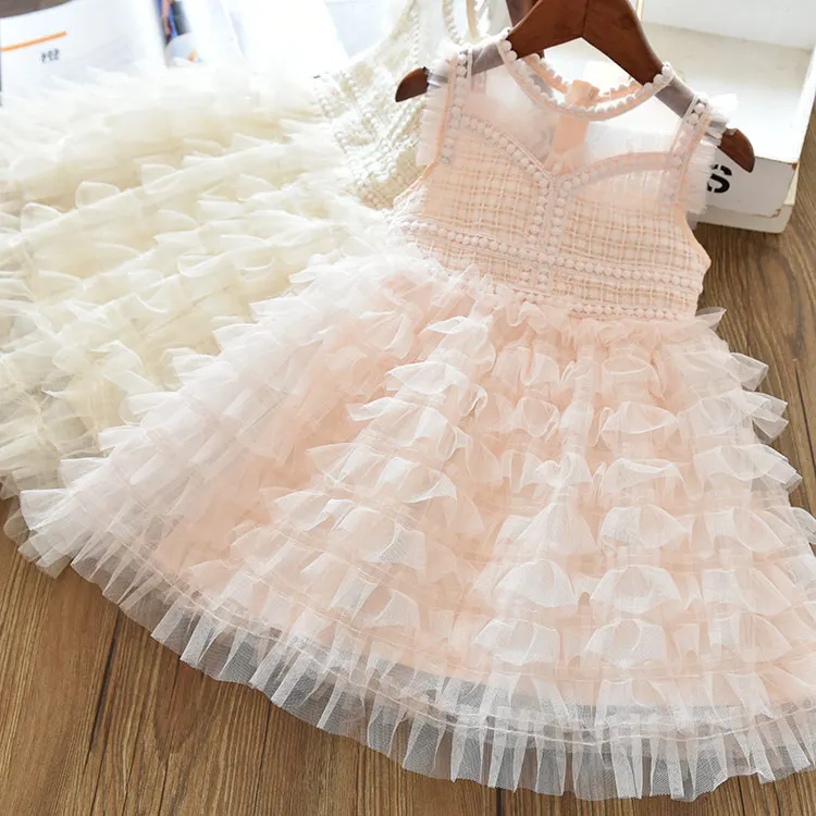 Summer Dress For Girls Flower Lace Tulle Princess Dresses Children Birthday Tutu Wedding Party Grown Toddler Casual Clothe | Детская