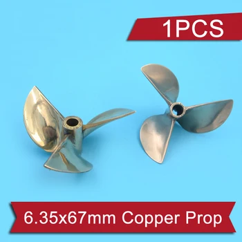 

1PCS 6.35x67mm 6717 Copper Propeller Pitch 1.7 3 Blades Paddle CW CCW Prop Spare Parts for RC Gasoline Nitro Boat Model