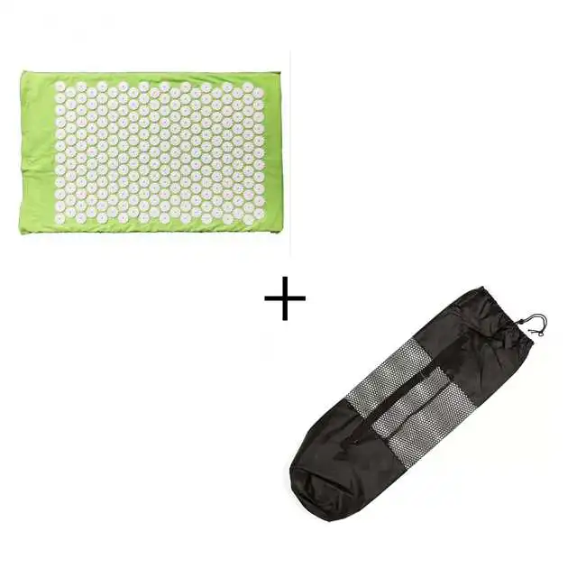green with bag Yoga коврики массажер массажная подушка Акупрессура Мат снимает стресс и боль иглоукалывание с шипами, для йоги коврик/yoga коврик - Цвет: green with bag