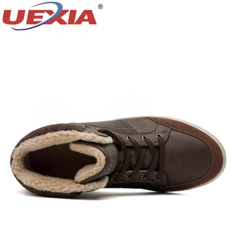 UEXIA, новые мужские уличные ботильоны ручной работы Нескользящая зимняя обувь с мехом, плюшевая теплая зимняя повседневная обувь модная мужская обувь 40-46