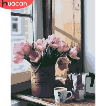 

HUACAN Paint By Number Flower Drawing On Canvas HandPainted Painting Art Gift DIY Pictures By Number Kits Home Decoration