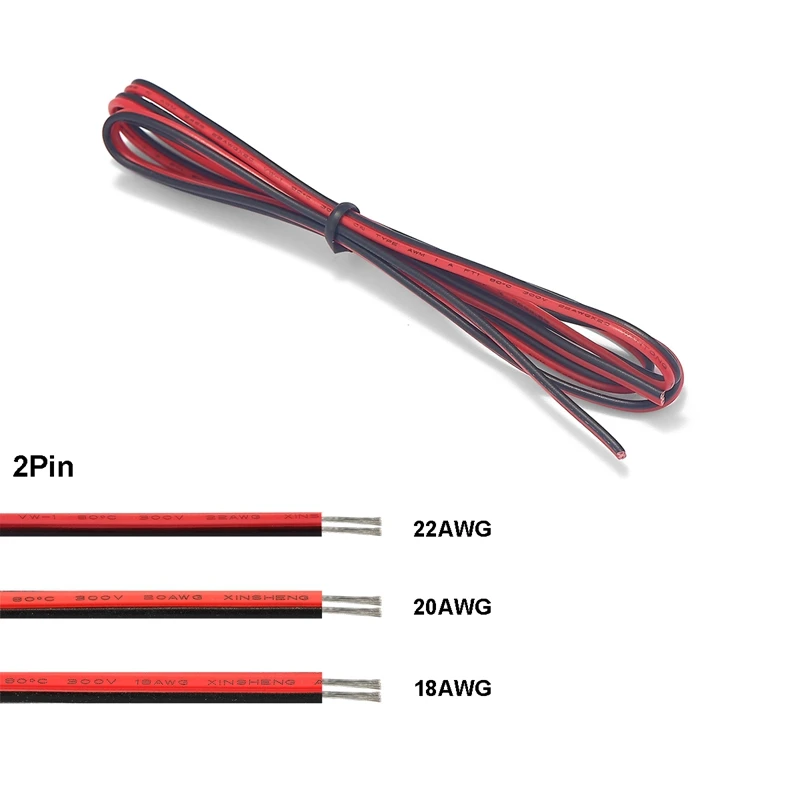 Электрический кабель Луженая Медный провод 2 Pin AWG 18 изоляцией ПВХ красные черные электрические продлить
