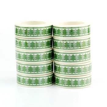 

10PCS/lot Cute Green Christmas Tree Washi Tapes for Planner Scrapbook Stickers Adhesive Masking Tapes School Supplies Stationery