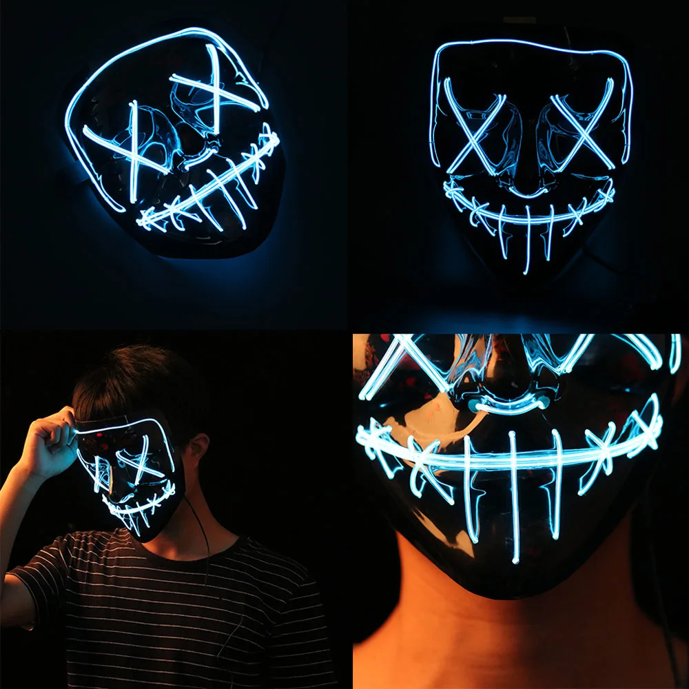 

Maska Cosplay Mascara Horror Mascarillas Glowing Dark Mask V for Vendetta Halloween Mask LED Maske Lit Party Mask Neon