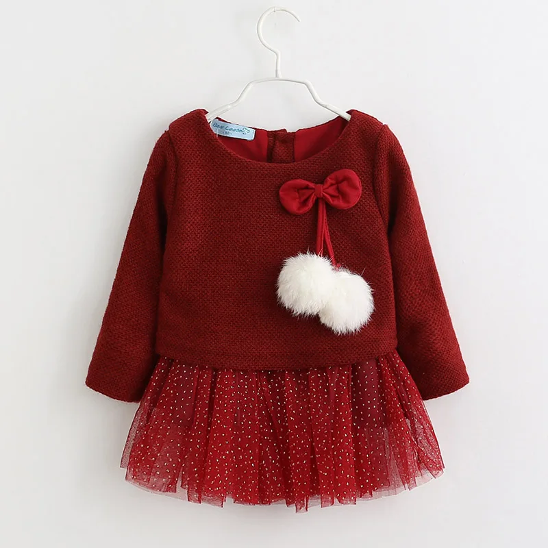 Платье для малышей; коллекция года; осеннее платье для маленьких девочек; платье-пачка с милым кроликом; одежда для маленьких девочек; платье для новорожденных; одежда - Цвет: AX056 Wine red