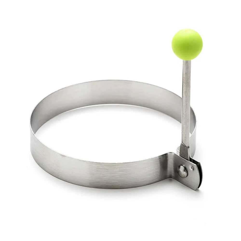 circle Hot Fried Egg Pancake shaper Stainless Steel Shaper Fried Egg Pancake Ring Circle Mold Heart Shape Kitchen Egg Cooking Tool - Color: circle