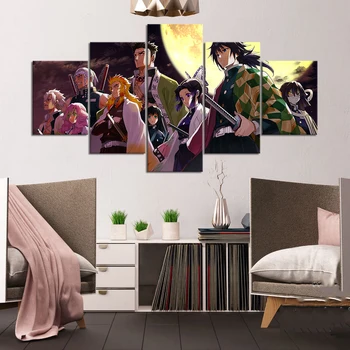 

Modular Canvas HD Prints Demon Slayer Kimetsu No Yaiba Wall Art Posters Japan Amime Paintings Living Room Home Decor Pictures