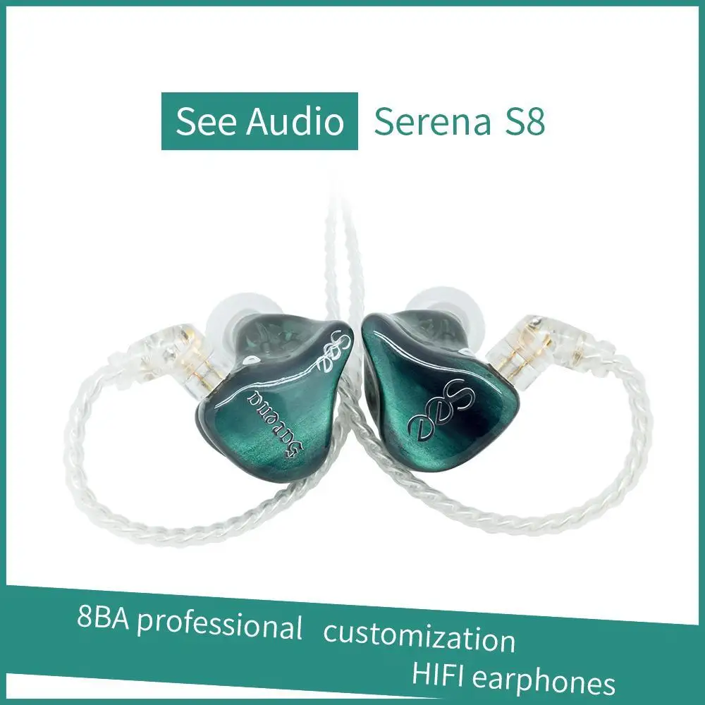 SeeAudio Serena 8 S8 8BA Knowles Balanced Armature Customize HIFI Music Monitor DJ Studio ACG Bass Audiophile Earbuds Earphones