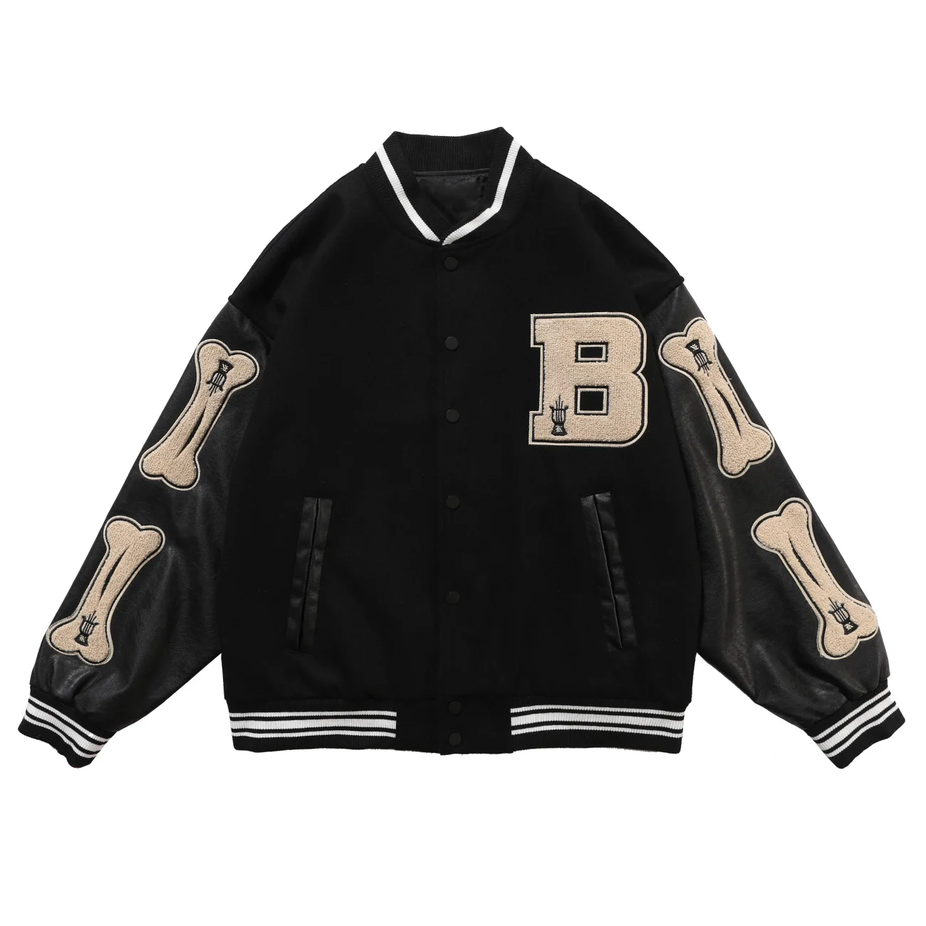 LACIBLE 2020SS Hip Hop Furry Bone Patchwork Color Block Jackets Mens Harajuku Streetwear Bomber Jacket Men Baseball Coats Unisex