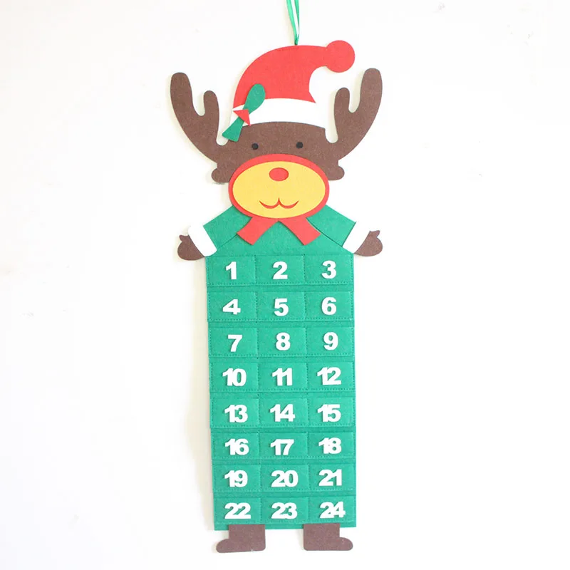 Christmas Felt Countdown Advent Calendar Xmas Decor Creative Wall Hanging Ornaments Family Home Decorations Calendar Baubles