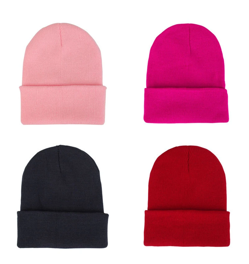 Зимние шапки для женщин, Новые Вязаные шапки, одноцветные милые шапки для девочек, осенние женские шапки, теплые шапки, женские повседневные Шапки