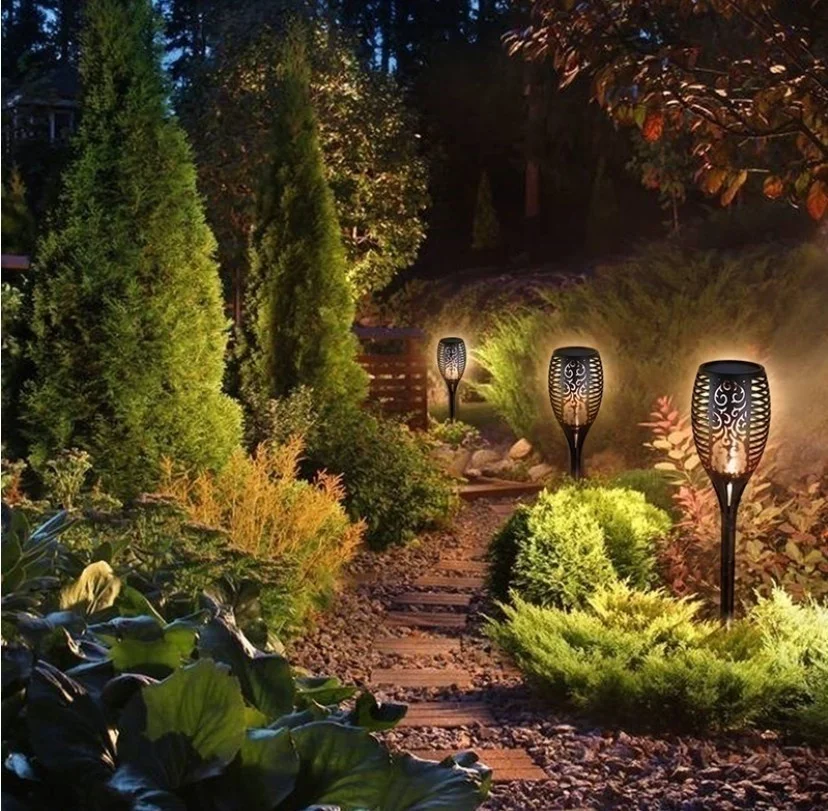 12LED 33LED Solar Flame Torch Lights Outdoor Flickering Waterproof Solar LED Light Garden Terrace Decoration Landscape Lawn Lamp